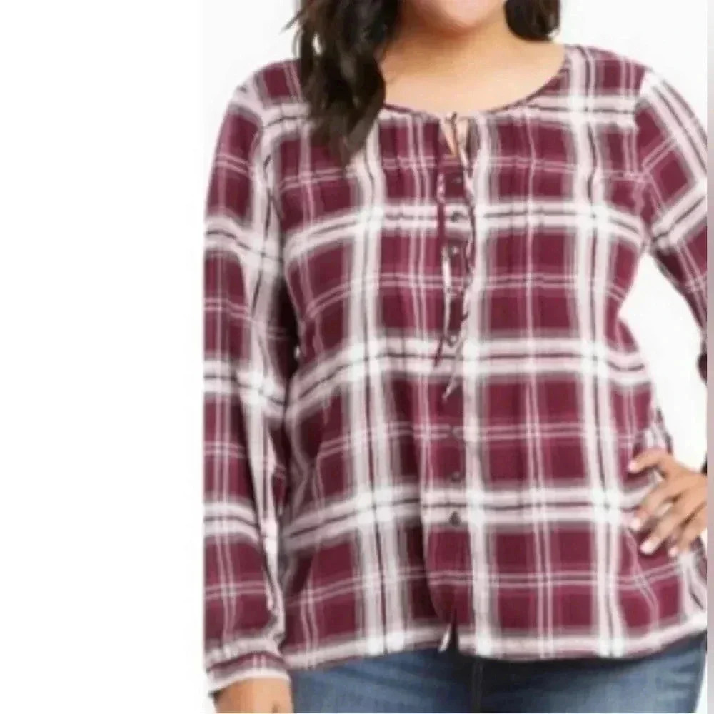 Torrid Plaid Button Down Shirt size 2